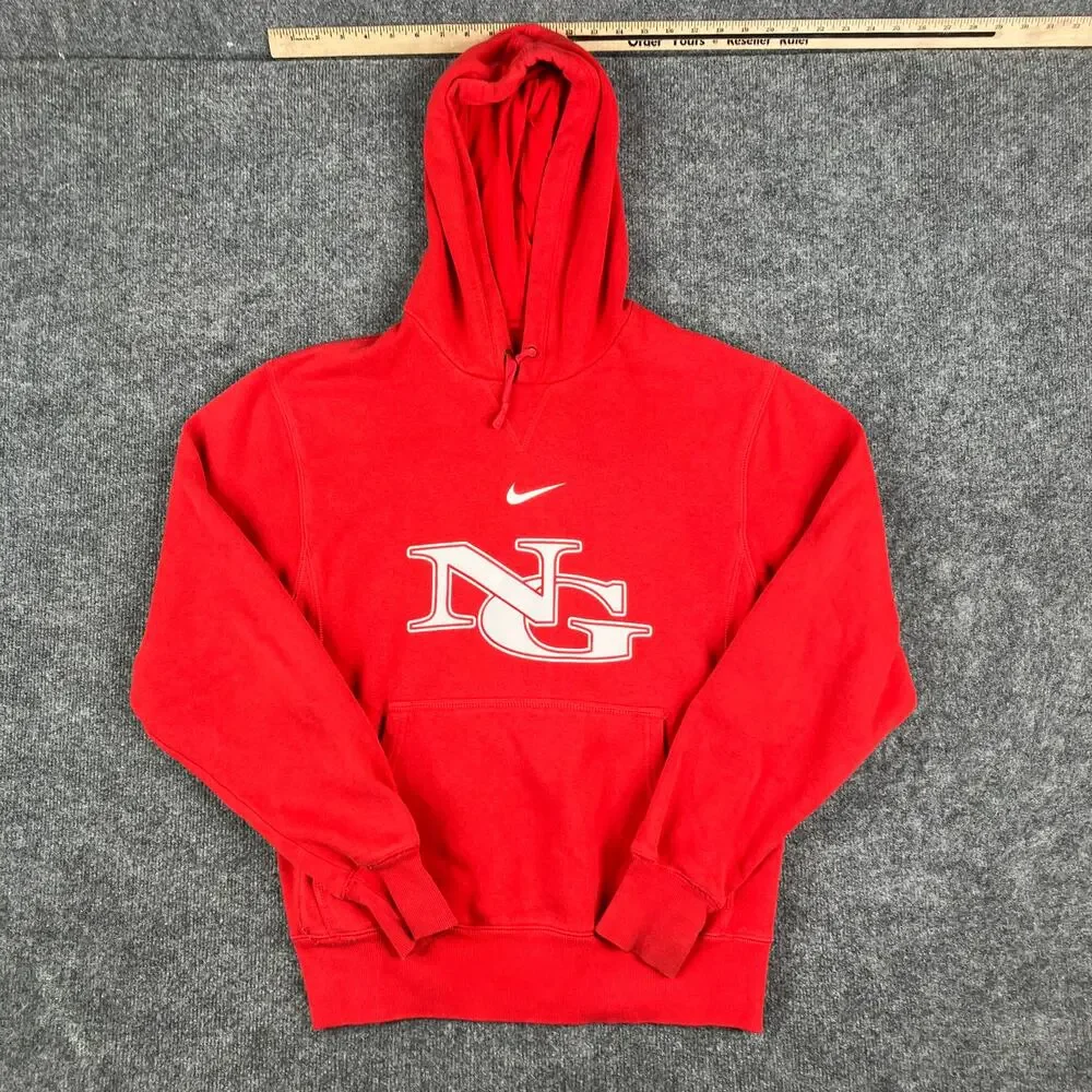 Nike Hoodie Mens‎ M Red NG Logo Pullover Fleece Long Sleeve Athletic Sweatshirt